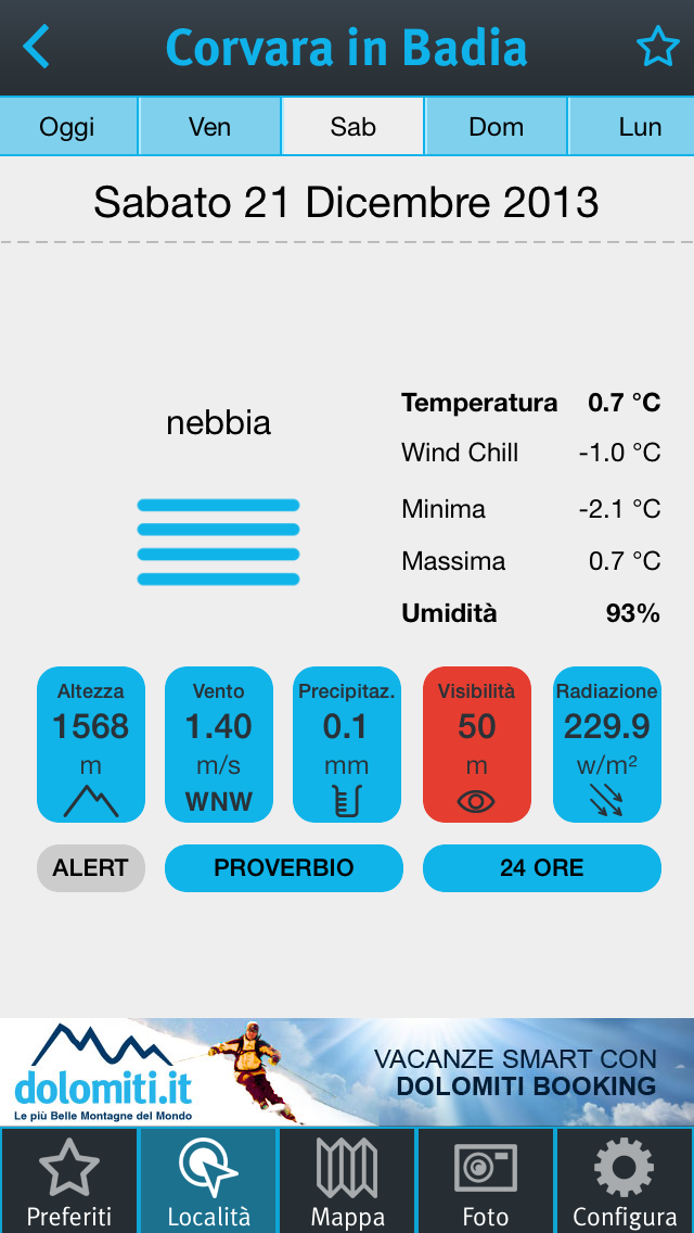 Screenshot dolomitimeteo iPhone app